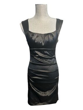 Premier Designs Black Satin Sheath Dress